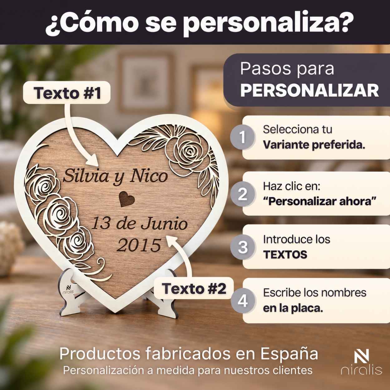 Cómo personalizar un corazón de madera para aniversario de boda
