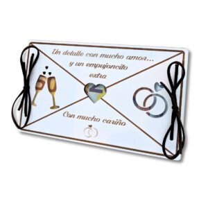 Sobre de madera para dinero de boda (Blanco)
