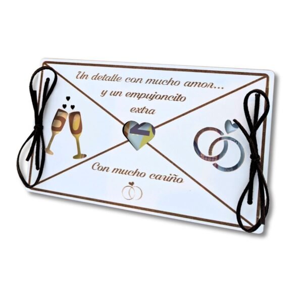 Sobre de madera para dinero en boda