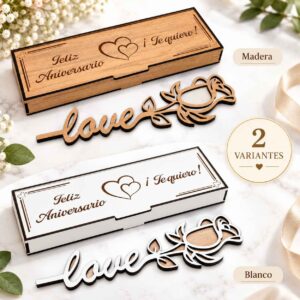 Rosa de Madera Personalizada con Caja | Regalo de Aniversario