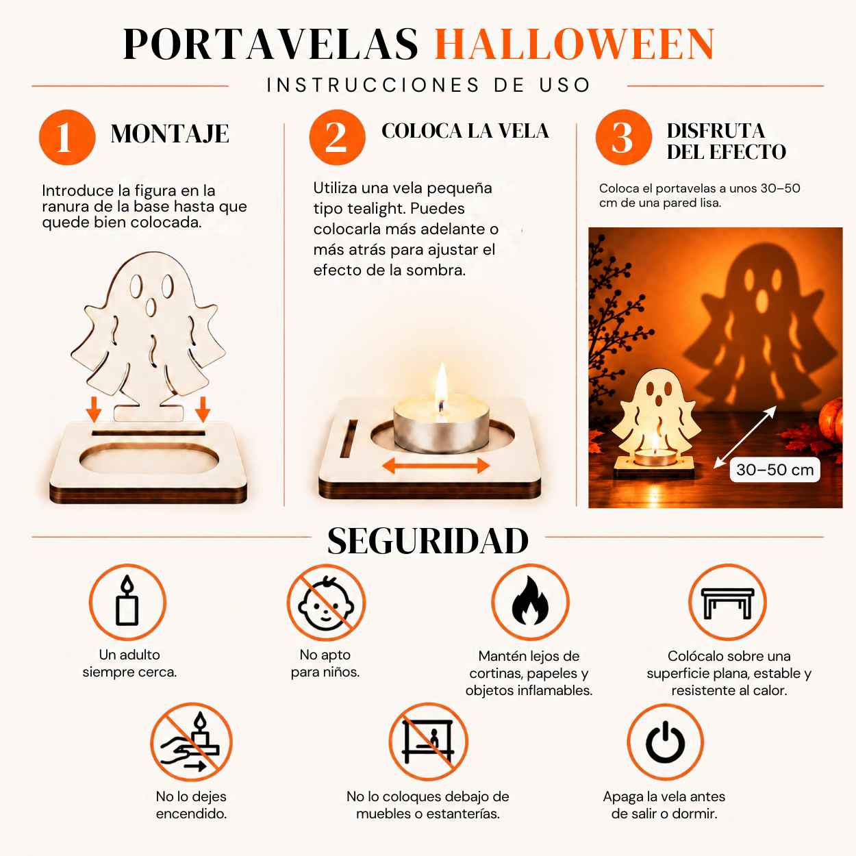 Instrucciones de uso de portavelas