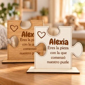 Pieza de Puzzle Personalizada de Madera con Nombre y Frase