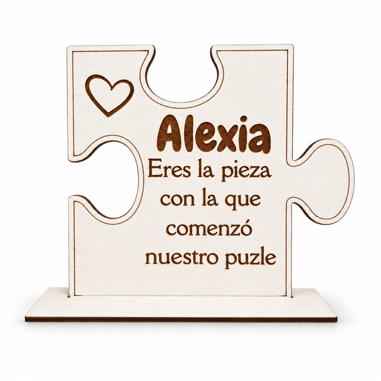 Pieza de puzzle personalizada de madera acabado blanco