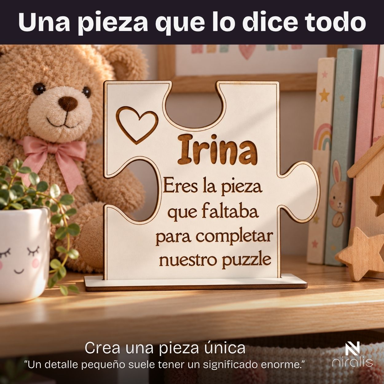 Pieza puzzle personalizada con nombre como regalo