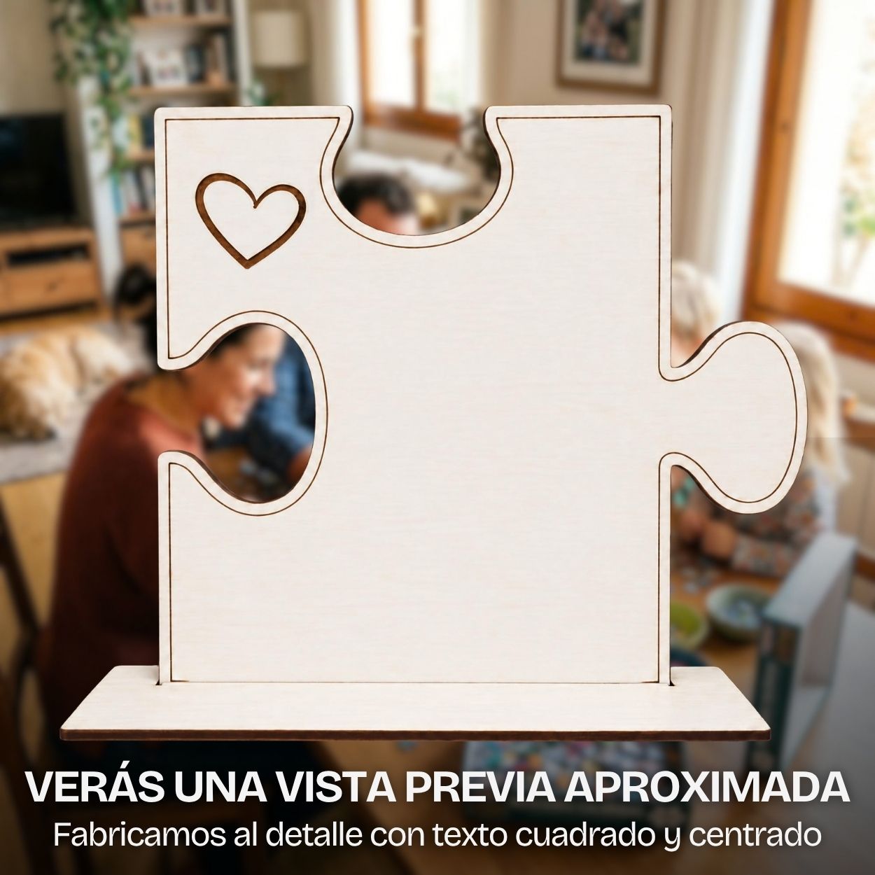 Vista previa de pieza puzzle personalizada de madera
